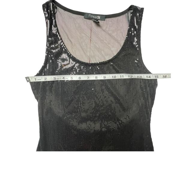 Forever 21 Women's Sequin Style Black Mesh Back Holiday Style Dress Sz M - Picture 2 of 13